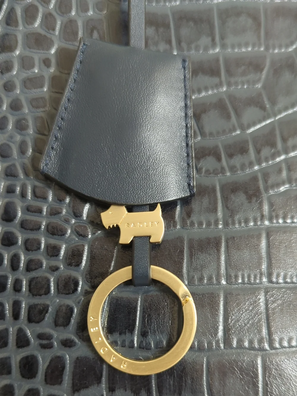 RADLEY LONDON Navy Croc-Embossed Satchel with Gold Hardware - Picture 2 of 10